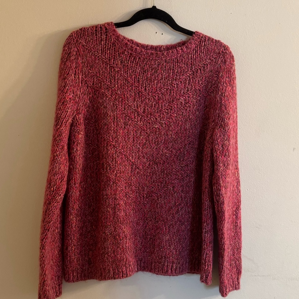 J. Jill Heathered Pink Crew Neck Sweater